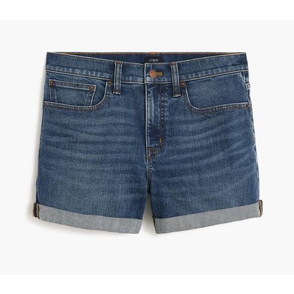 J.Crew Classic Denim Short WMNS 30 Dark Pacific Blue Wash Stretch Rolled Raw Hem - Picture 3 of 9
